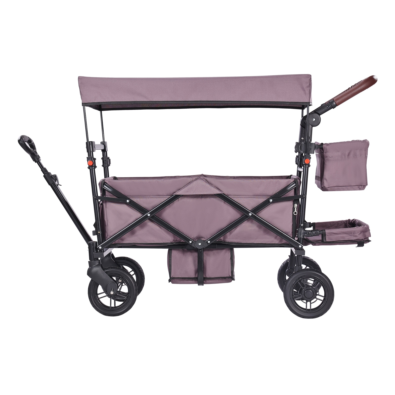 Folding Wagon Stroller For 2 Kids With Canopy And Adjustable Handle_voghion.com